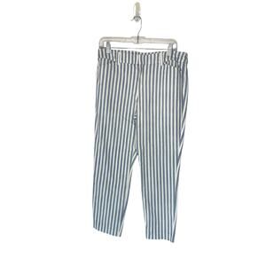 Old Navy Blue White Striped Career Office Straight Leg Pixie Dress Pants Size 12